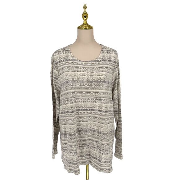 NWT J. Jill Pima Crew Neck Long Sleeve Tee 3x Snowflake Holiday Winter Cotton - Picture 2 of 14